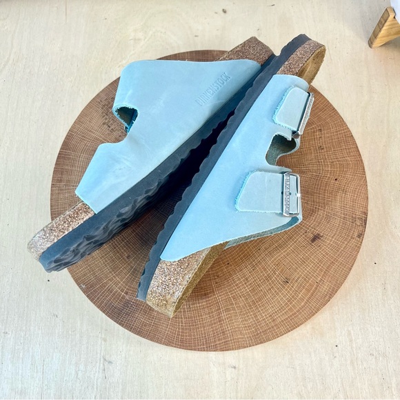 Birkenstock Arizona Nubuck Leather Sandals – Stone Blue, Soft Footbed Size 42N - Picture 7 of 16